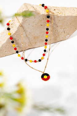 "Raise The Flag" Aboriginal Flag Circle Necklace