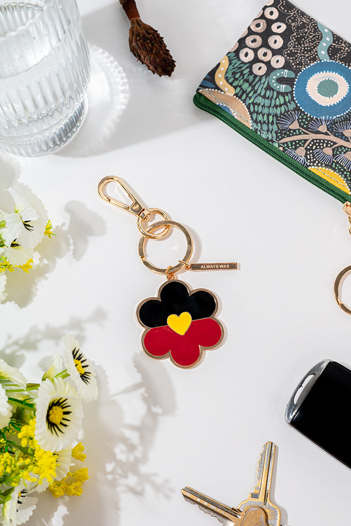 "Raise The Flag" Aboriginal Flag Flower Keyring