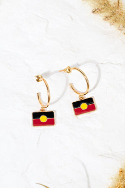 "Raise The Flag" Aboriginal Flag Hoop Earrings