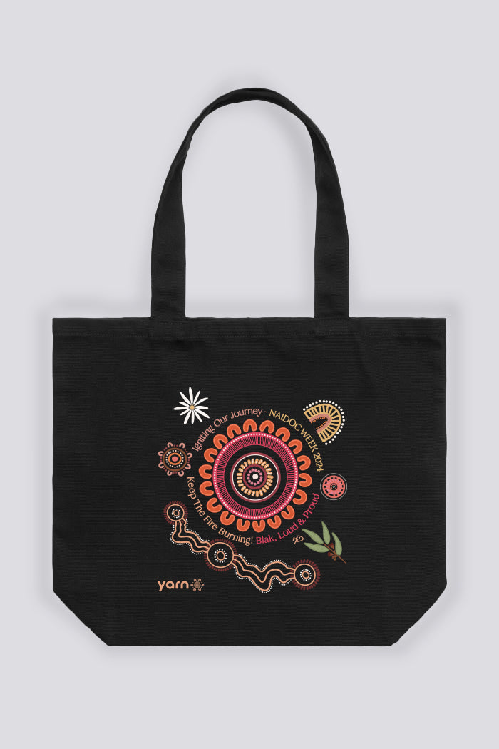 Igniting Our Journey Black Cotton Canvas Tote Bag